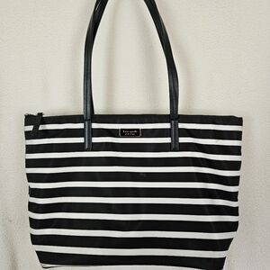 Kate Spade Black and White Striped Tote Bag